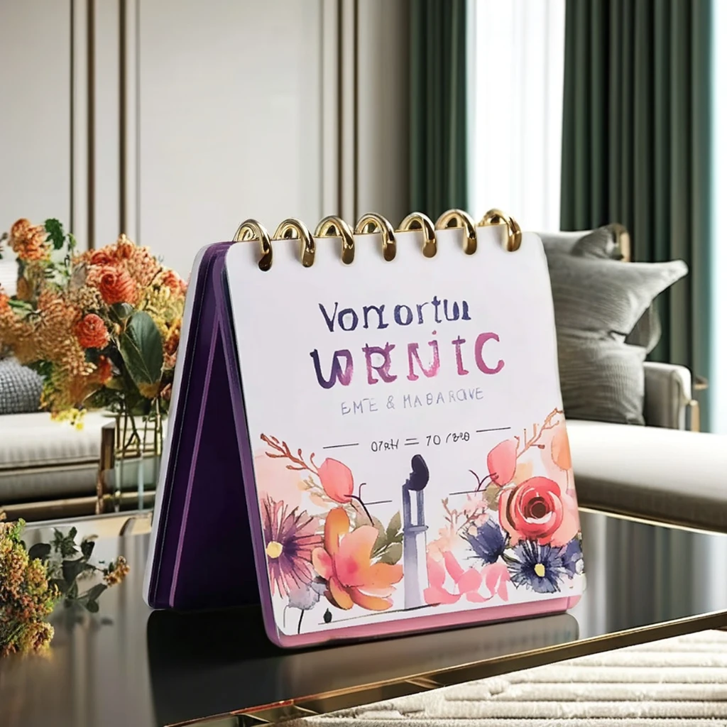 Custom 12 Monthly Planner Wall Printing Home Office Top Slip Spiral custom calender 2025 table calendar with words