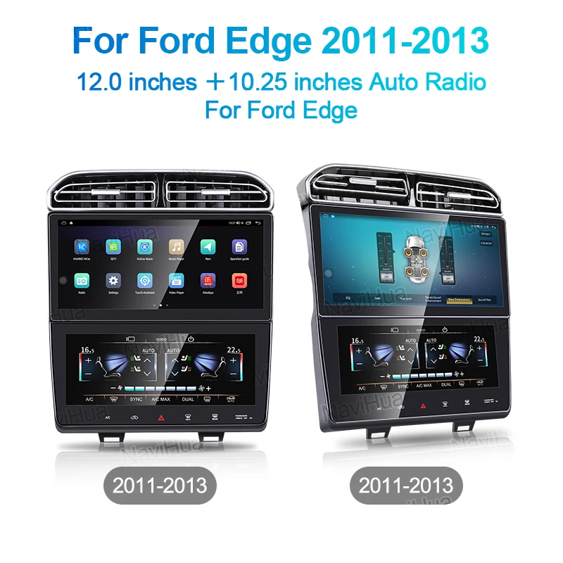 Автомагнитола Navihua Android с панелью климат-контроля двойной экран для Ford Edge 2011-2013 Carplay мультимедийный GPS