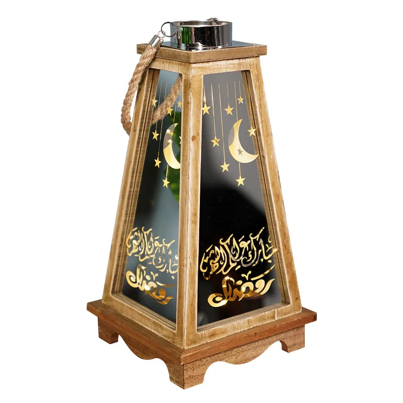 
Muslim wooden ramadan lantern iftar holiday decoration led night light atmosphere lamp 