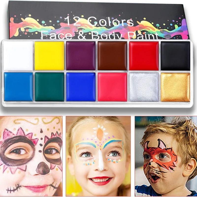 12 Colors Body Face Paint Water-soluble Halloween Play Christmas  Drama Oil Clown Fandango Cream Makeup Paint