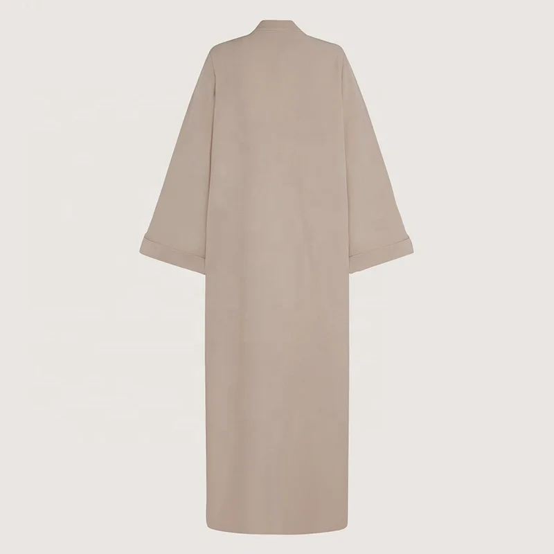 2024 Essential Khaki Simple Style Muslim Dress Good Smooth Fabric Modest Dress Popular Abaya Oben Dubai Womens Muslim Clothing