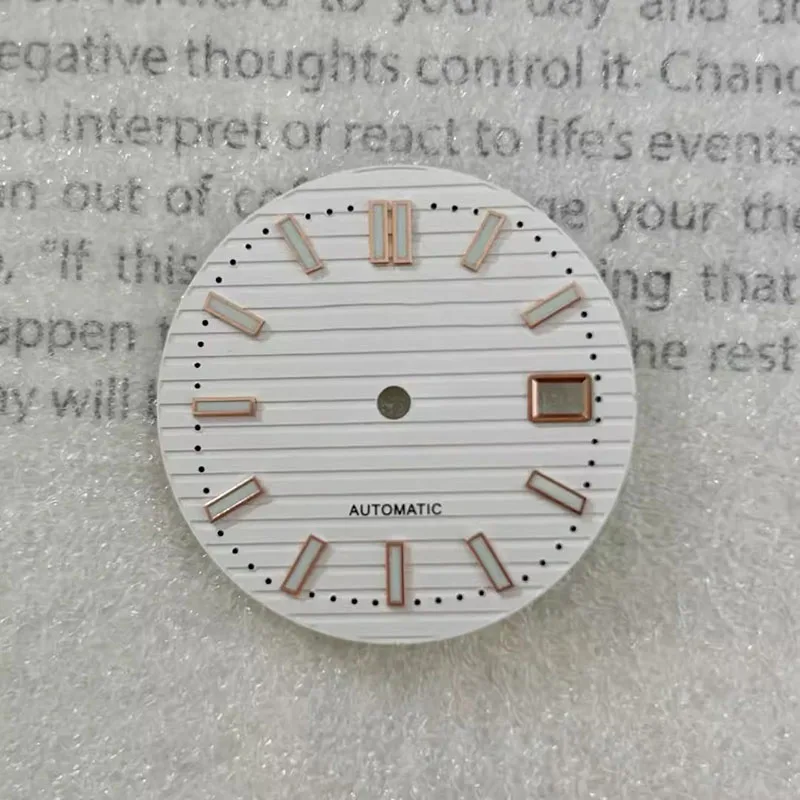 30.5mm Engraved Rose Gold Modified Green Luminous Dial, Suitable for NH35/36 Movements