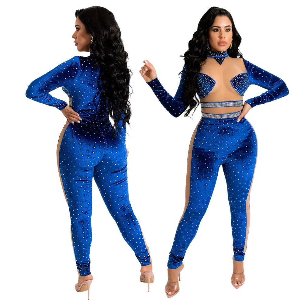 Однотонный Модный повседневный комбинезон на шнуровке повседневные брюки для женщин прозрачный бархатный с