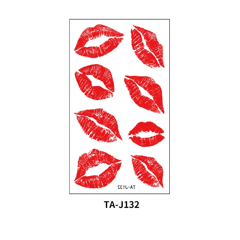 Hot Selling Valentines  Fake Lip Temporary Tattoo Lip Print Red Black Kiss Waterproof Temporary Tattoo Stickers