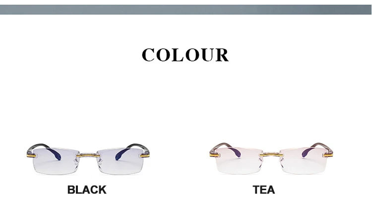 Rimless rectangle spectacle frame optical glasses unisex eyewear reading glasses