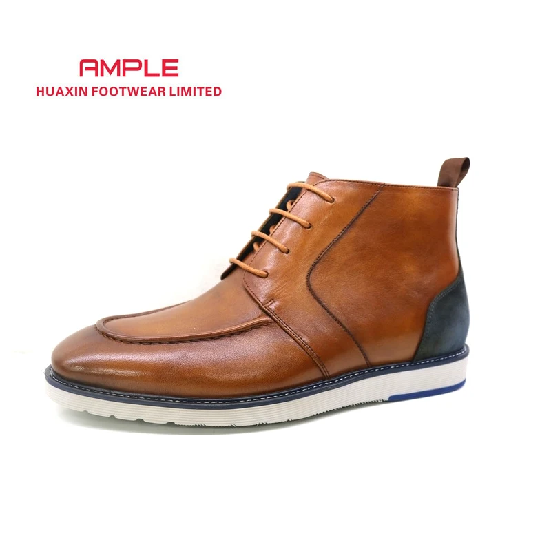 Leather Dress Shoes Fashion Comfortable Ankle Length Formal Brown Chelsea Boots for Men