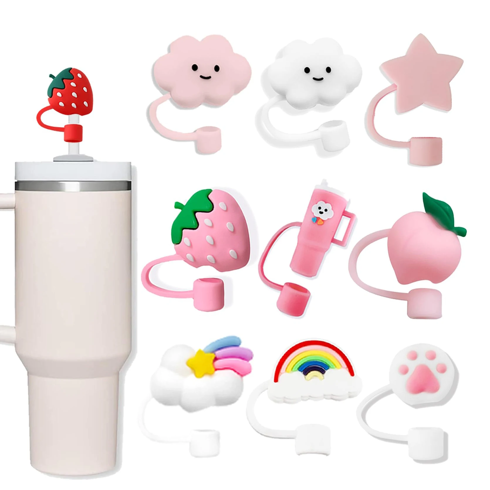 2024 custom design Dust-Proof Reusable Straw Tips Lids Straw Topper Straw Cover Cap Compatible with 30&40 Oz Tumbler