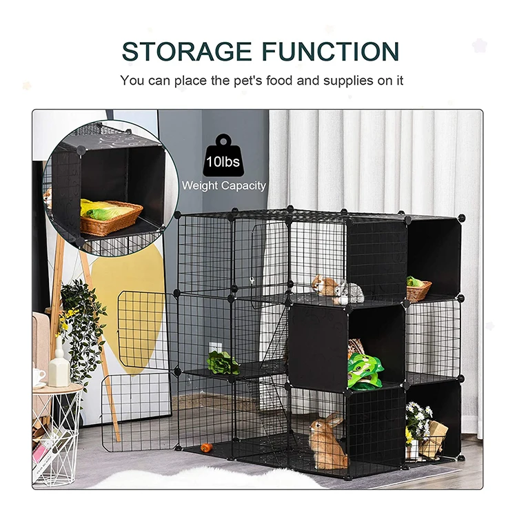 Pet Playpen Animal Cage With Door And Storage Shelf For Cats Chinchillas And Pet Minks