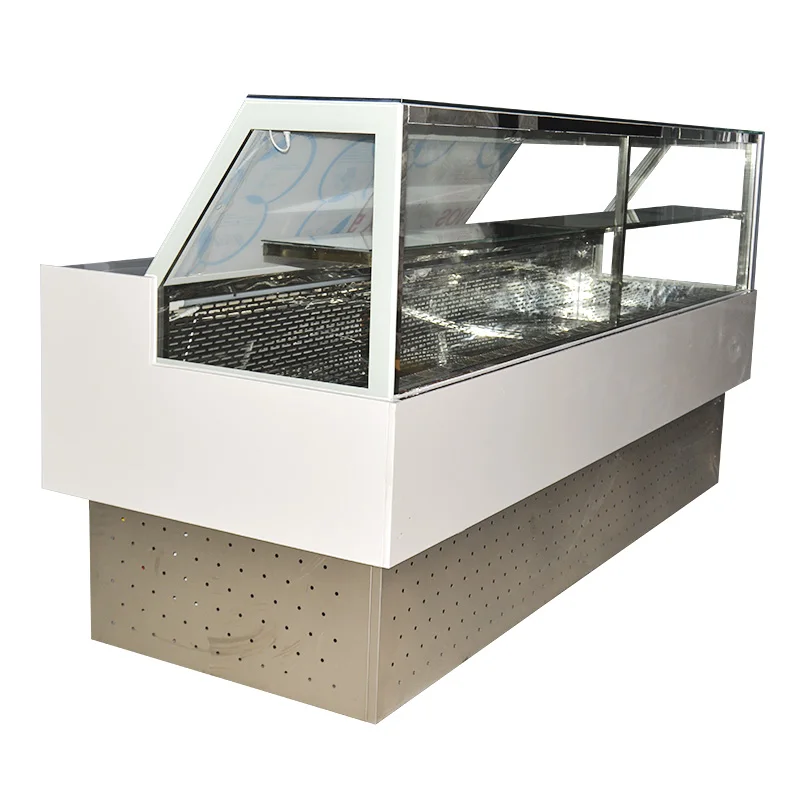 supermarket equipment big cooked food fresh meat display cabinet