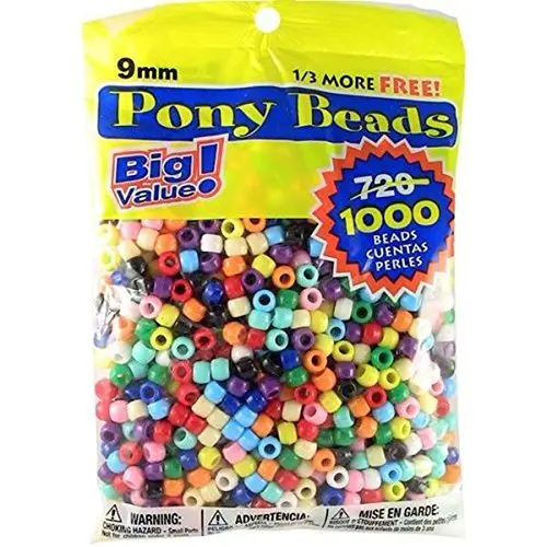 Big Value Plastic 9mm 1000 Piece Opaque Color Sparkle Plastic Pony Beads For Jewelry  9mm Kit Seed Custom Hair Beads Multicolor