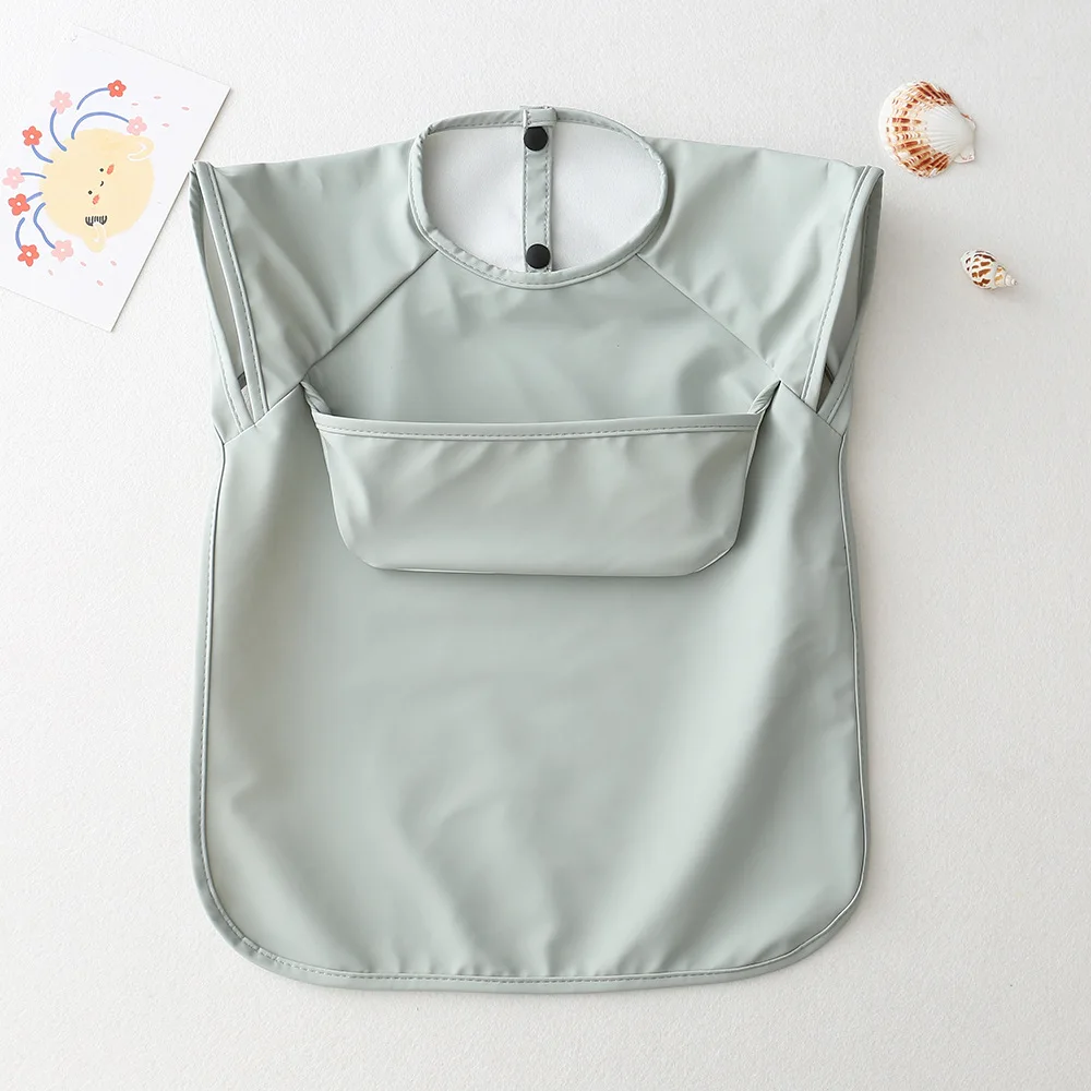OEM polyurethane (PU) Waterproof baby bib apron with pocket  kids  Apron Great Travel Bib for Baby Great Travel Bib for Baby Eat