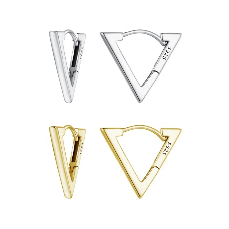 Youchuang luxury jewelry women vintage bulk earring hiphop women cheap 925 sterling silver 18k gold triangle clip earrings