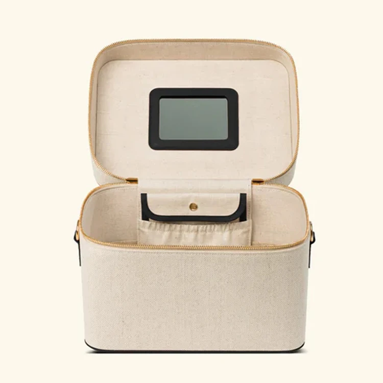 Custom makeup cosmetics bags hard cases zipper makeup organizer beauty portable canvas large travel cosmetic case with mirror