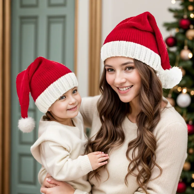 Fashion Adults Party Colorful Winter Parent-Child Gorras Santa Knitted Hat For Kids Crazy Christmas Hats