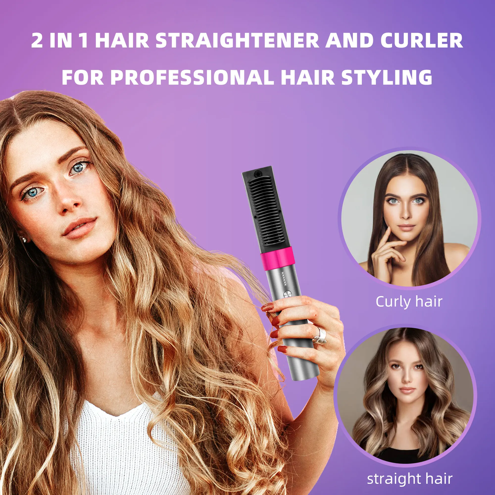 New Launch Wireless K Skin Hair Cares Straightener Comb 2 In 1 Wireless USB Rechargeable Hair Straightener Comb