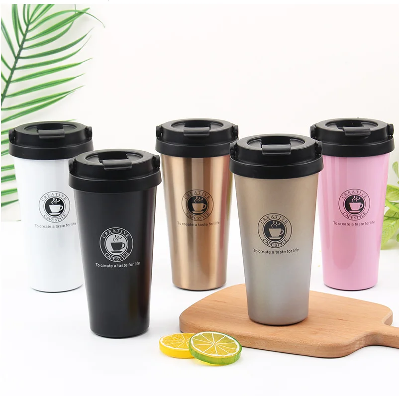  16oz 2019 оптовая продажа многоразовые с вакуумной изоляцией из нержавеющей стали металлическая кружка чашка индивидуальный логотип фляга молока кофейная