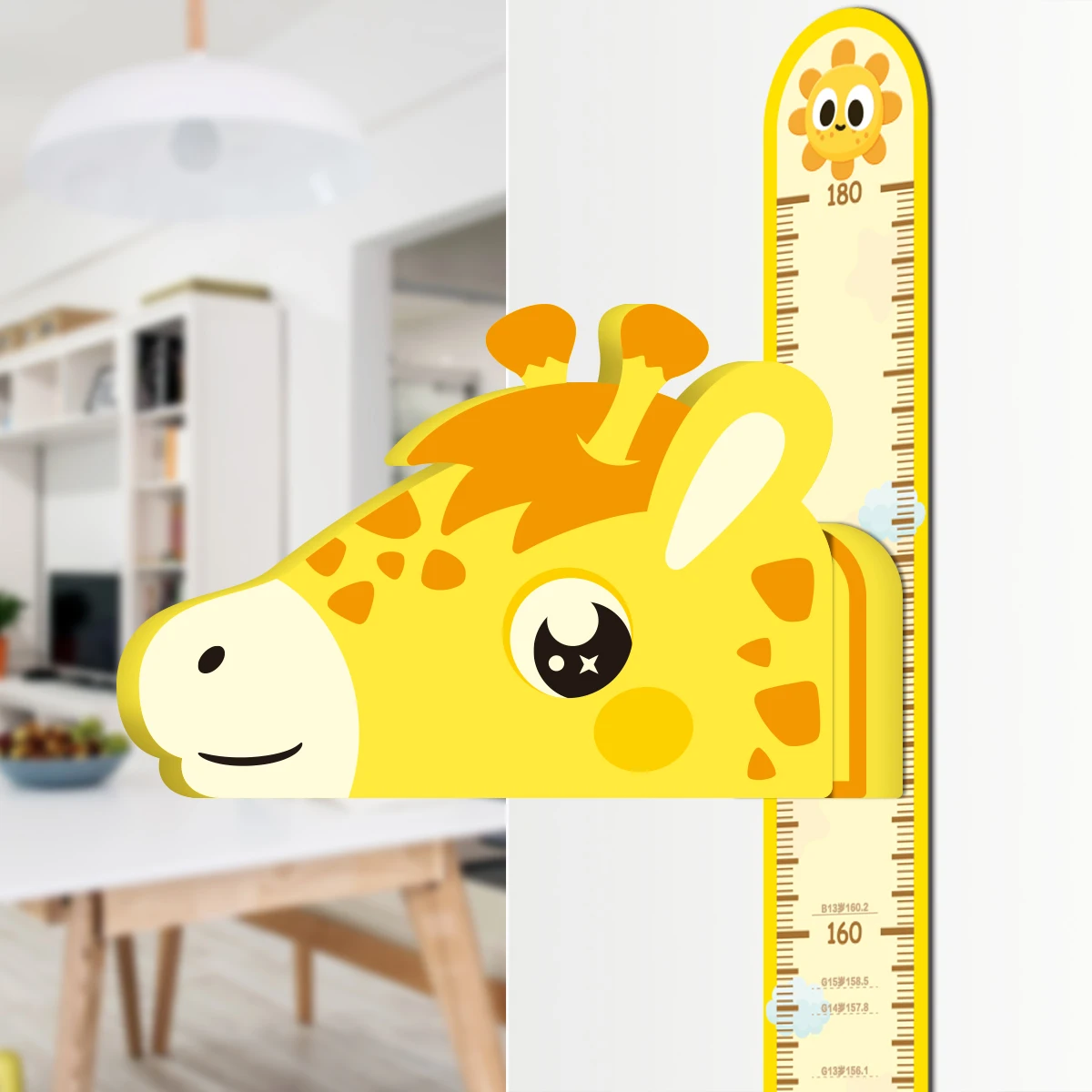 Baby Height Growth Chart Ruler for Kids Room Decor Wall Stickers 3D Movable Height Ruler Nursery Animal Wall Decals