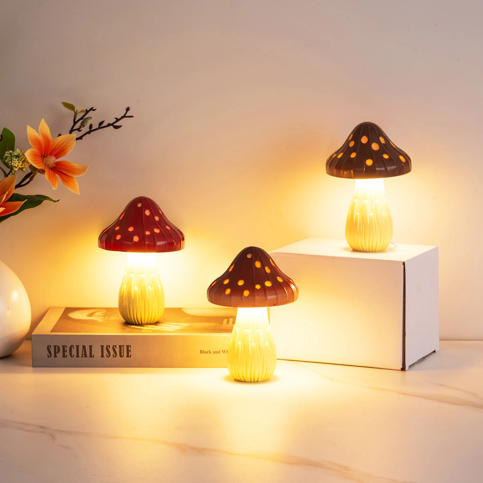 Wholesale Study Decor Desk Lamp Creative USB Switch Three Color Dimming Mushroom Reading Bar Work Bedside LED Modern Table Lamp