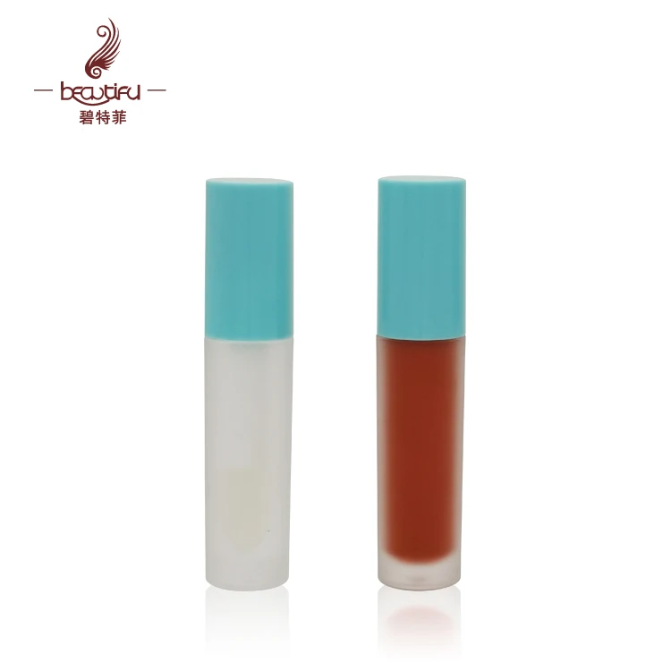 Empty 3.9g chubby size conclear/foundation plastic frosted clear bottle/tube/container with thicker rod/wand and big brush