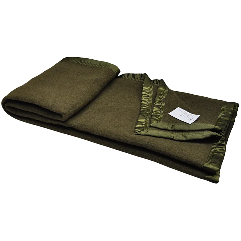 BLUE PHOENIX blanket for army 100% wool thick heavy winter refugee relief first aid satin trim army green color for NATO