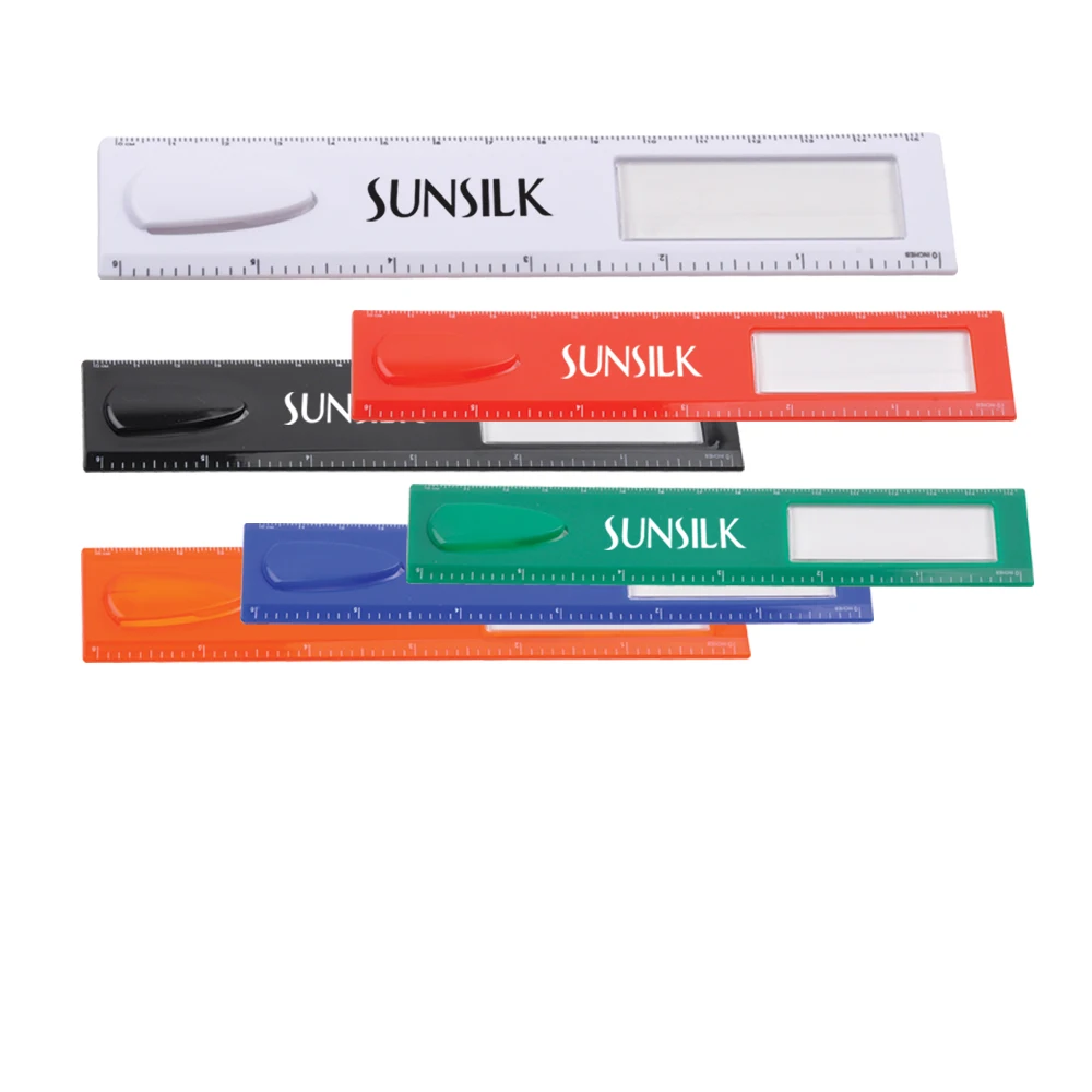 OEM custom logo cheap price 15cm Plastic ruler with  bookmark and magnifying for promotion