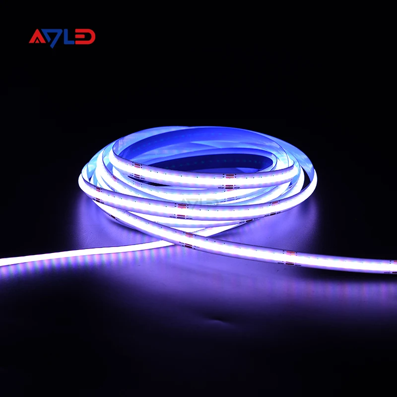 Ultra Thin Colorful DC24V 576LEDS COB Strip Light 14W RGB High Density Uniform LED Tape IP20 Rated With CE/ROHS Listed