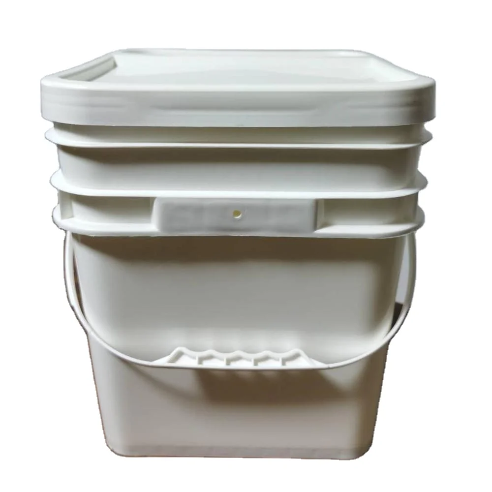
Square cheap price food grade plastic bucket with lid and handle 