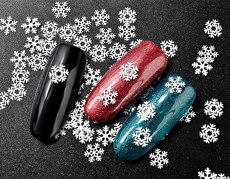 Wholesale 3 Design/Jar 3D Nail Christmas White Snowflake Sequins DIY For Nail Art Glitter Powder