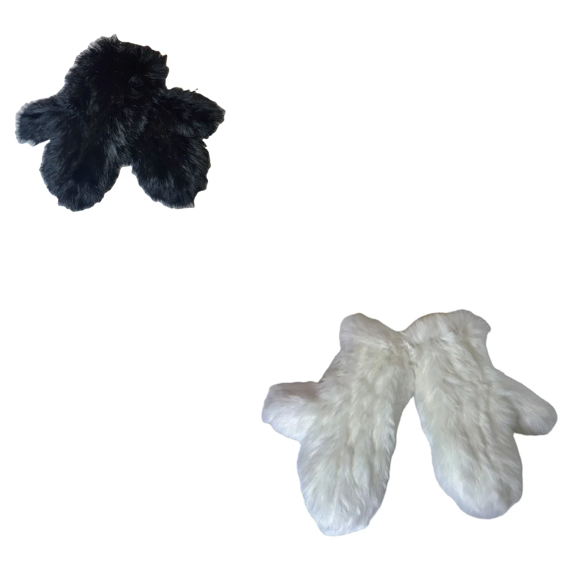 KMR-BLK Fur Winter Customize Rabbit Fur/ fake fur mittens women Winter Fashion mittens