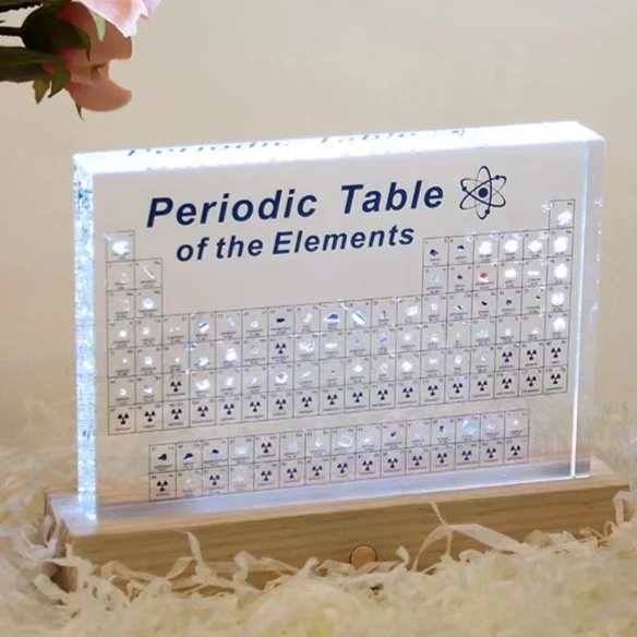 Contains 83 real elements physical chemistry Periodic Table acrylic display card with LED light as a gift