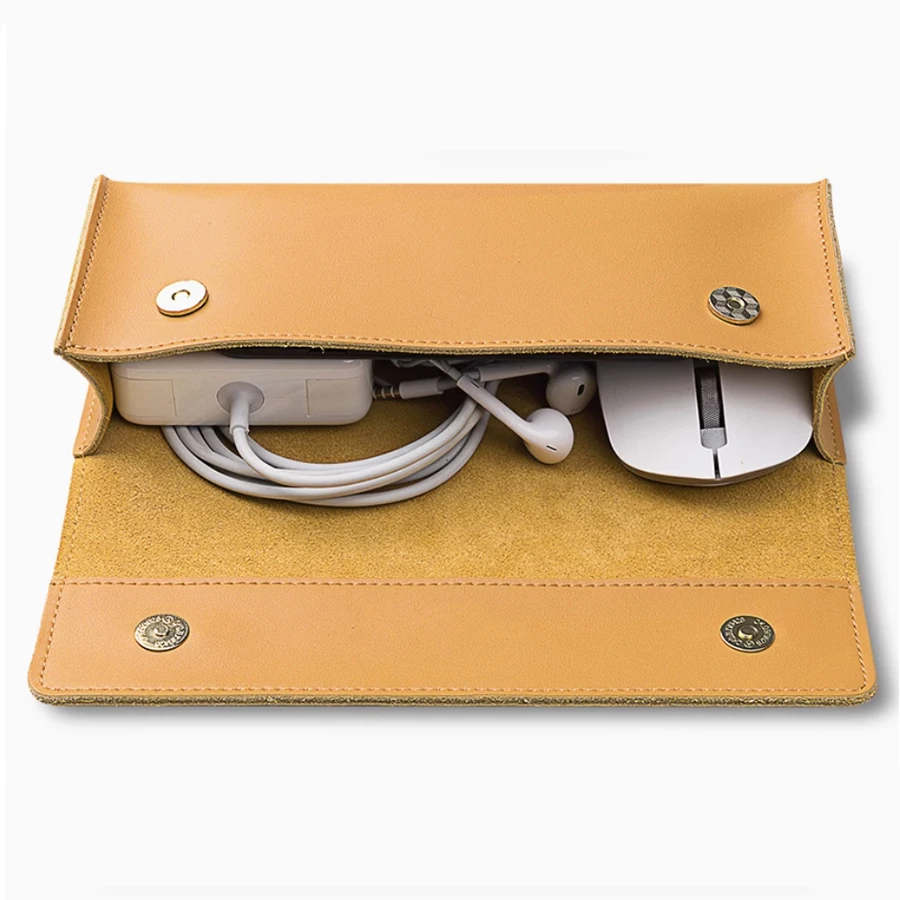 Customized Logo & text Travel Digital Bag Cable Charger Organizer Classification Separated Storage Travel Accessories Leather