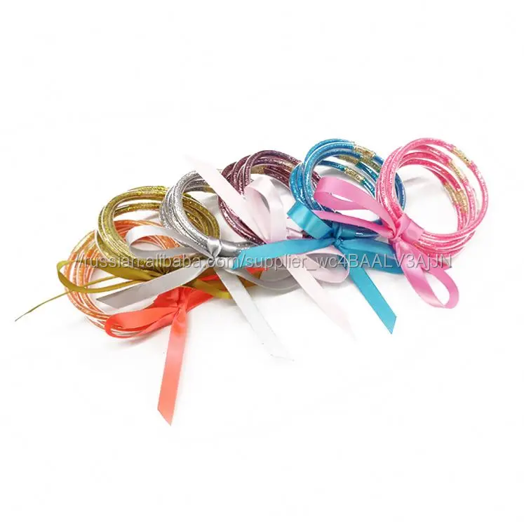 2019 женщин Bowknot Рождество блеск силиконовые браслеты желе браслет набор & круг браслеты оптовая продажа