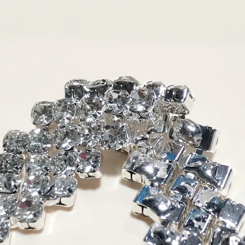 Silver color crystal chains wedding bridal sash belt trimmings for dresses  Jewelry crystal lace tape for garment and bag.