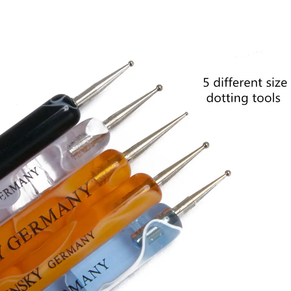 High Quality Custom French Brush Nail Art Polish Dotting Pen Tool Double End Nail Painting Acrylic Pinceles Sable Nail Art Brush