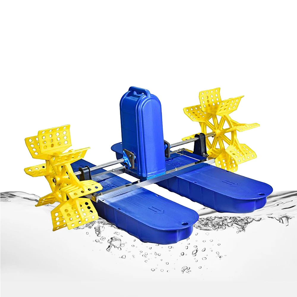 Factory customized  220V 750W 304 stainless steel 2 impeller  Paddle Wheel Aerator Aquaculture Machine Aerators for Fish Farm