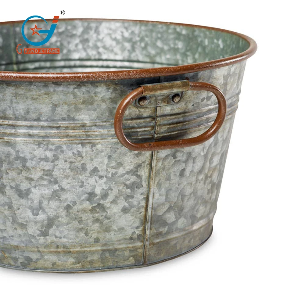 galvanized beverage tub and tray metal ice bucket set
