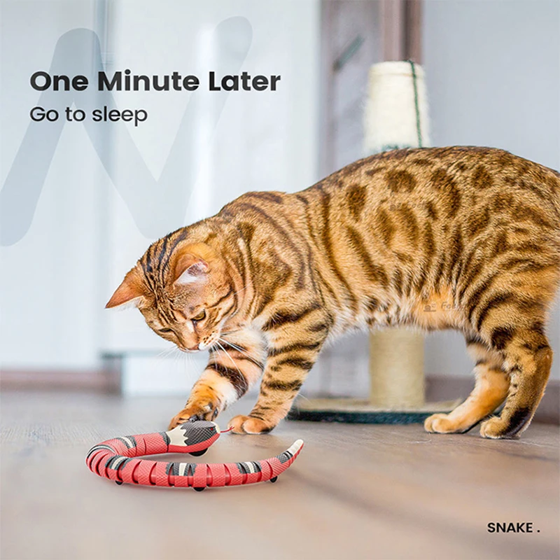 Automatic Cat Toys Interactive Smart Sensing Snake TeaseToys for Cats USB Charging