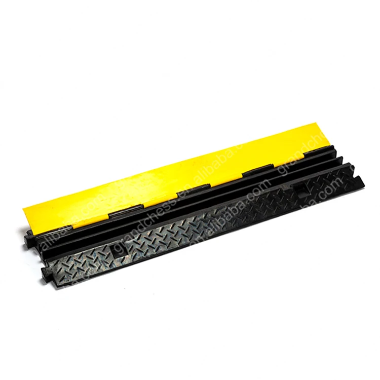 
Yellow & Black 2 Channels 2 way PU Rubber Cable Cords Hose Ramp Protector 