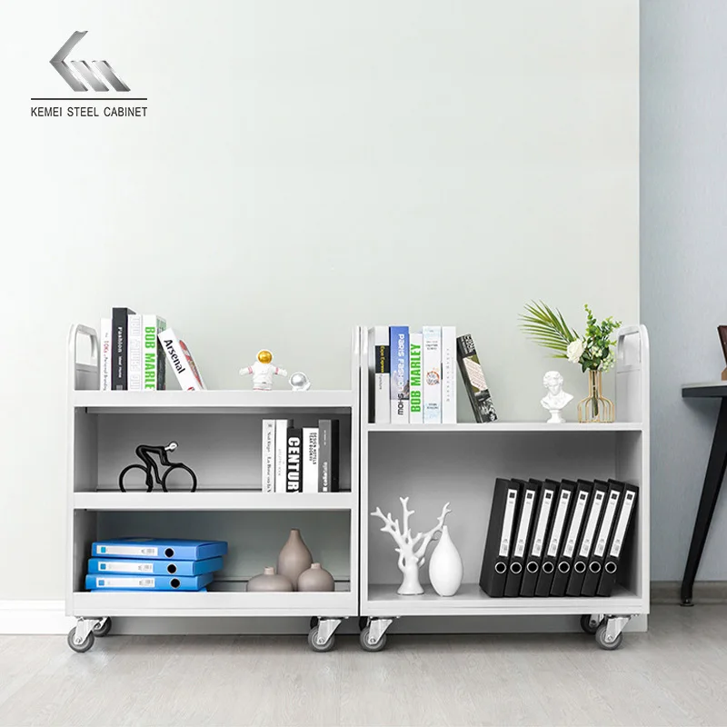 Современный дизайн мебель для школы библиотеки стальная тележка книг мобильная металлическая