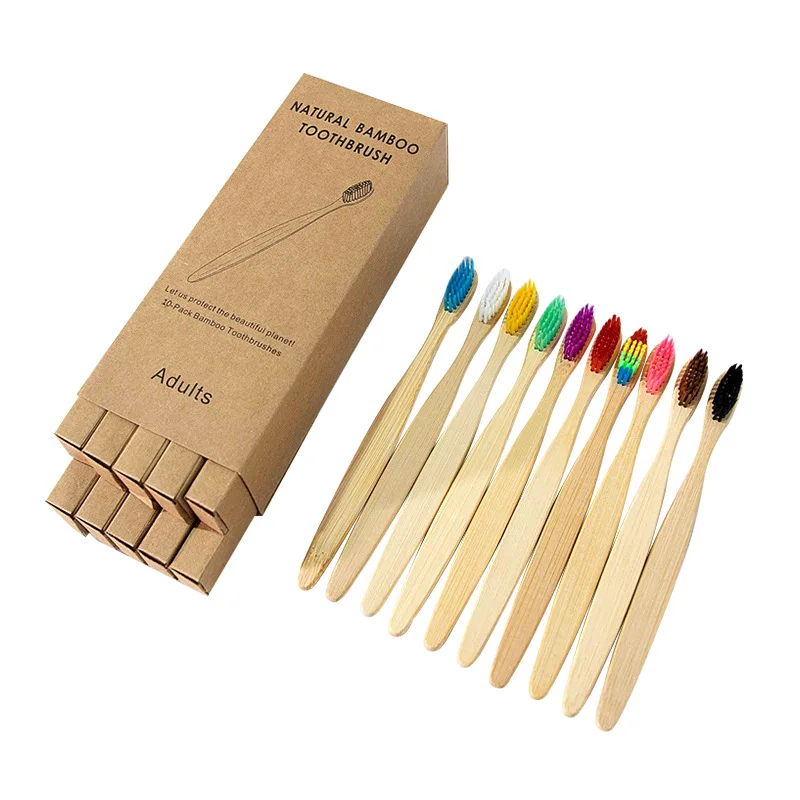 Eco-friendly Recycle Biodegradable Bamboo Toothbrushes Wholesale Soft Bristle Bamboo Toothbrush 4Packs