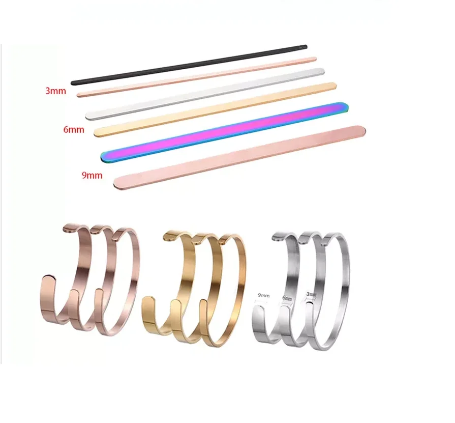 Wholesale DIY Bending Flat Cuff Bracelet Blank Stainless Steel Straight Bangle Bar Straight Cuff Bracelet For Engraving