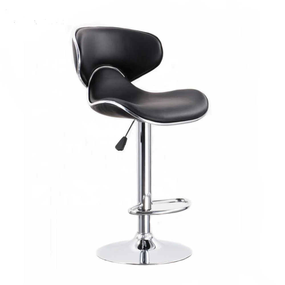 Reasonable price high quality black vintage adjustable commercial bar stool with soft cushion leather seat with high top back