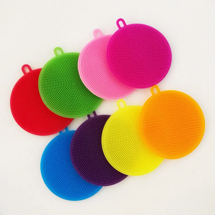 DS4377 Double Sided Silicone Scrubber Dish Brush Kitchen Reusable Rubber Sponges Pad Food Grade Silicone Sponge for Dishes