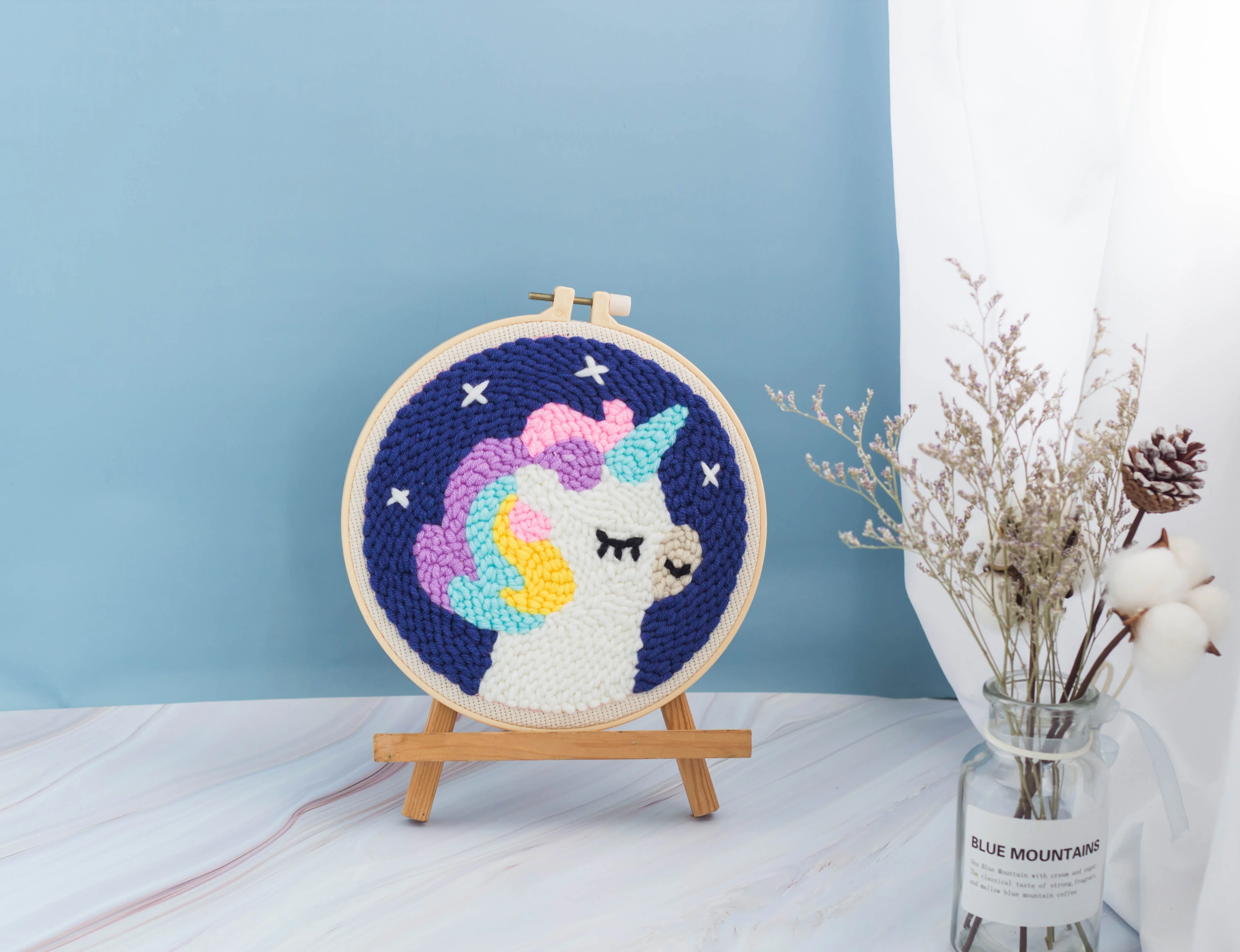 
Unicorn embroidery diy punch needle kit 
