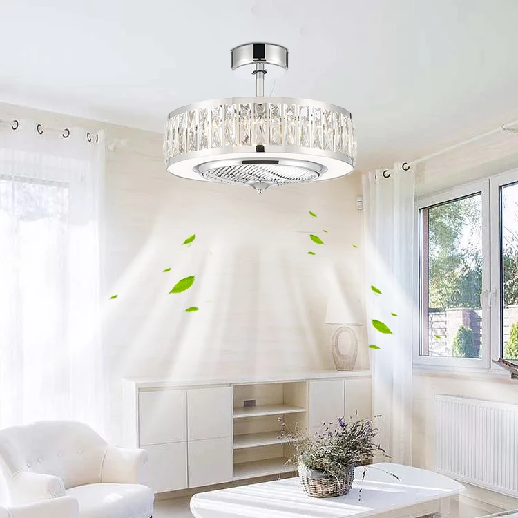 Designer Transparent Blades Decorative Electric Crystal Ceiling Fan Lamp Ceiling Fan With Remote Control