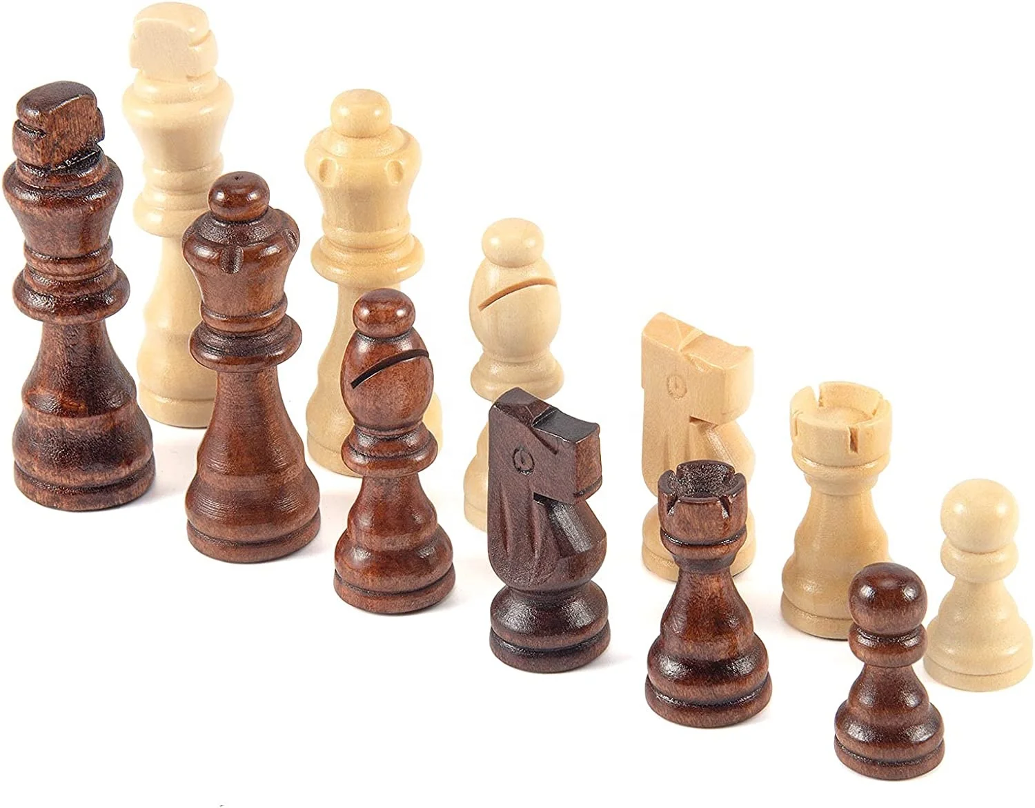 32 Pieces Standard Tournamen Staunton Wood Chessmen Chess Game for Chessboard, Replacement of Missing  Wooden Chess Pieces Only