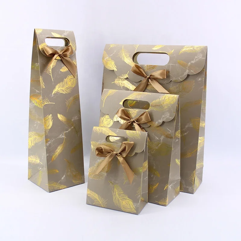A sets custom gift kraft paper bags in bulk with logo
