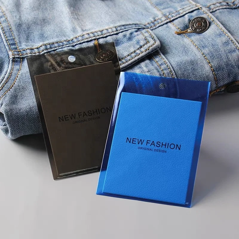 Ярлык для подвешивания, специальный модный дизайн, яркие пластиковые мешки из ПВХ, ярлык для печати, черная ярлык, OEM, ярлык для печати логотипа