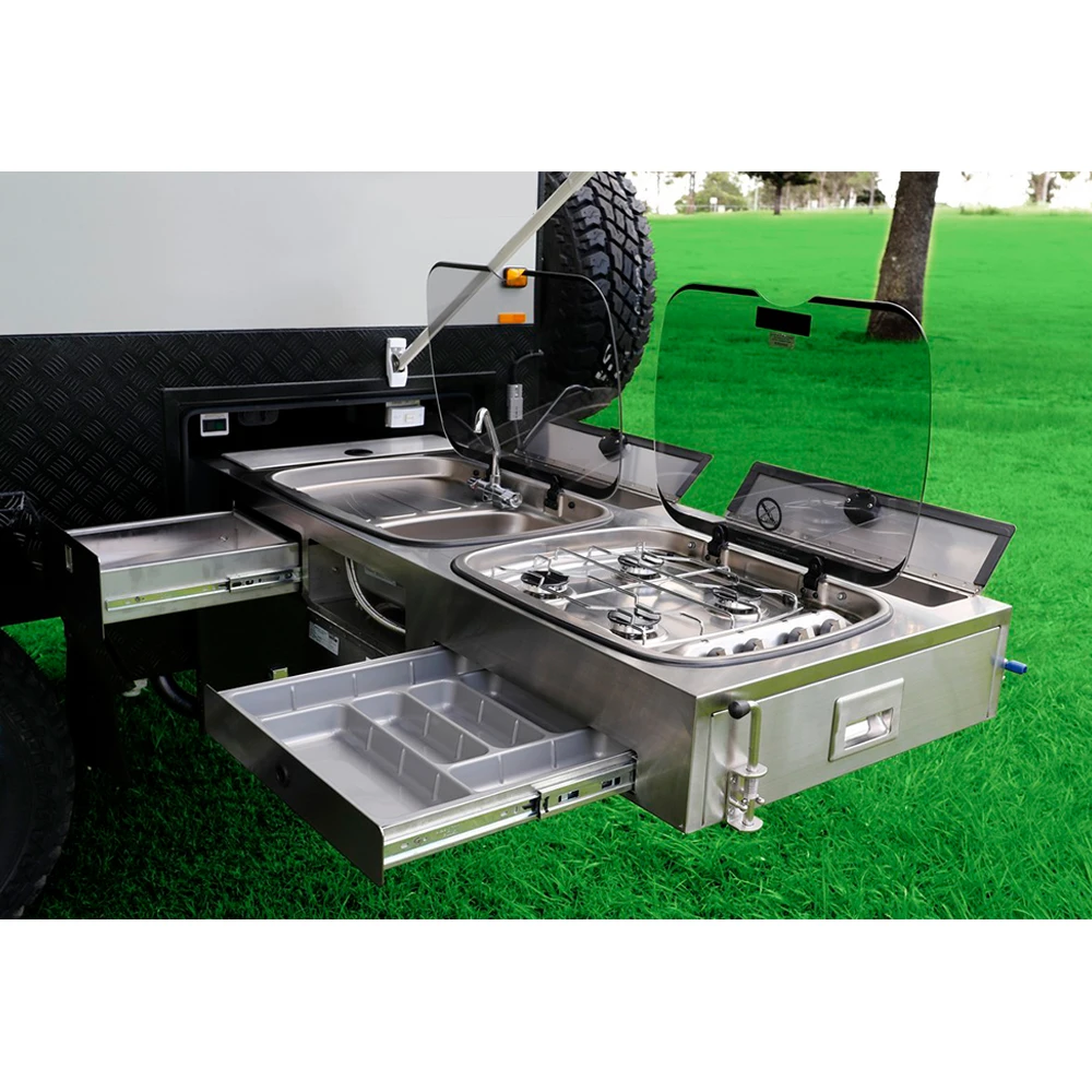 Off Road Camper Trailer Slide Out Kitchen With BBQ And Sink For Sale