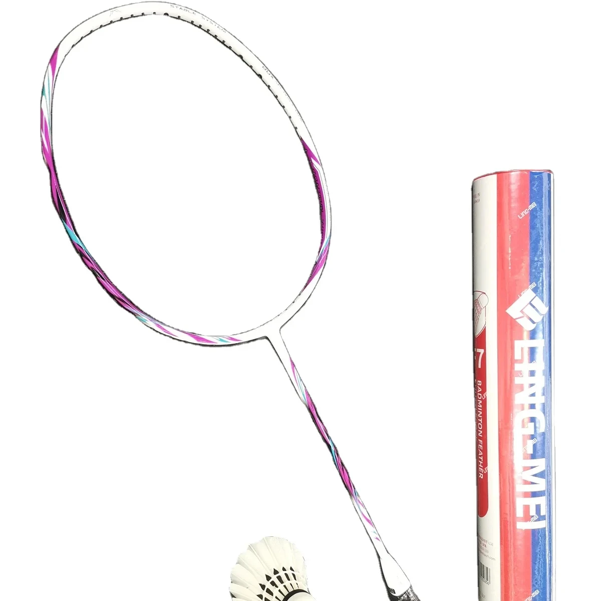 White&Purple Lingmei C90 High Modulus Graphite Carbon Fiber outdoor Sports badminton rackets